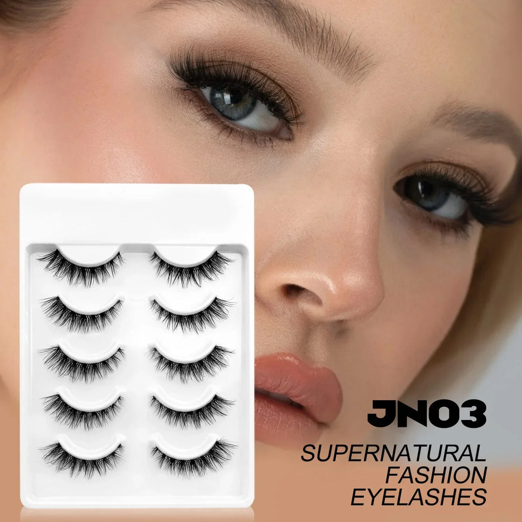 Veltrinay Cat Eye Lashes Soft Natural Faux Mink Eyelashes Fake Lashes Natural Look Wispy Winged End Eye Elongated Makeup