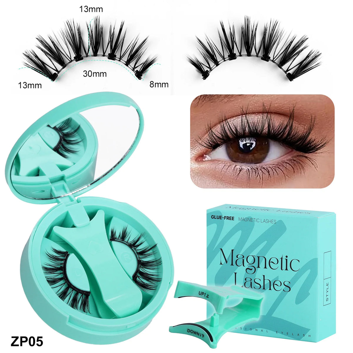 Magnetic Fake Eyelashes Set Reusable 3D Glue-free Waterproof Natural False Eyelashes With Travel-friendly Applicator