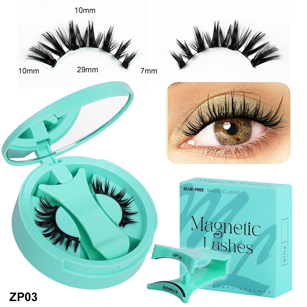 Magnetic Fake Eyelashes Set Reusable 3D Glue-free Waterproof Natural False Eyelashes With Travel-friendly Applicator