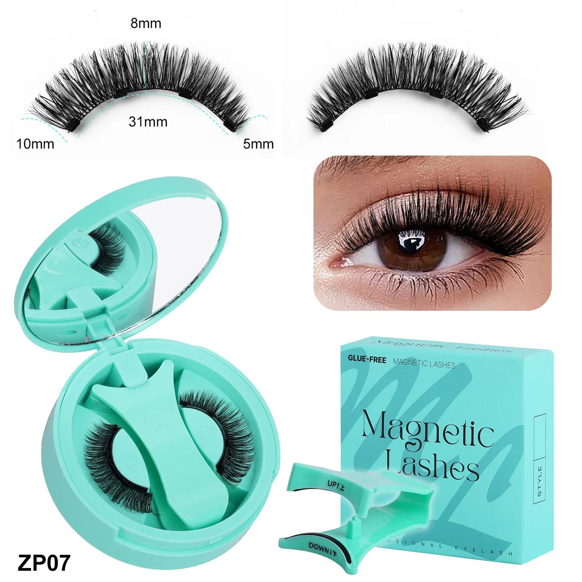Magnetic Fake Eyelashes Set Reusable 3D Glue-free Waterproof Natural False Eyelashes With Travel-friendly Applicator