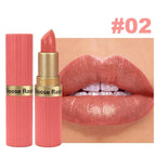 Pearlescent Pink Glitter Velvet Lipstick Metallic Waterproof Long Lasting Matte Shimmer Diamond Lipstick Women Makeup Cosmetic