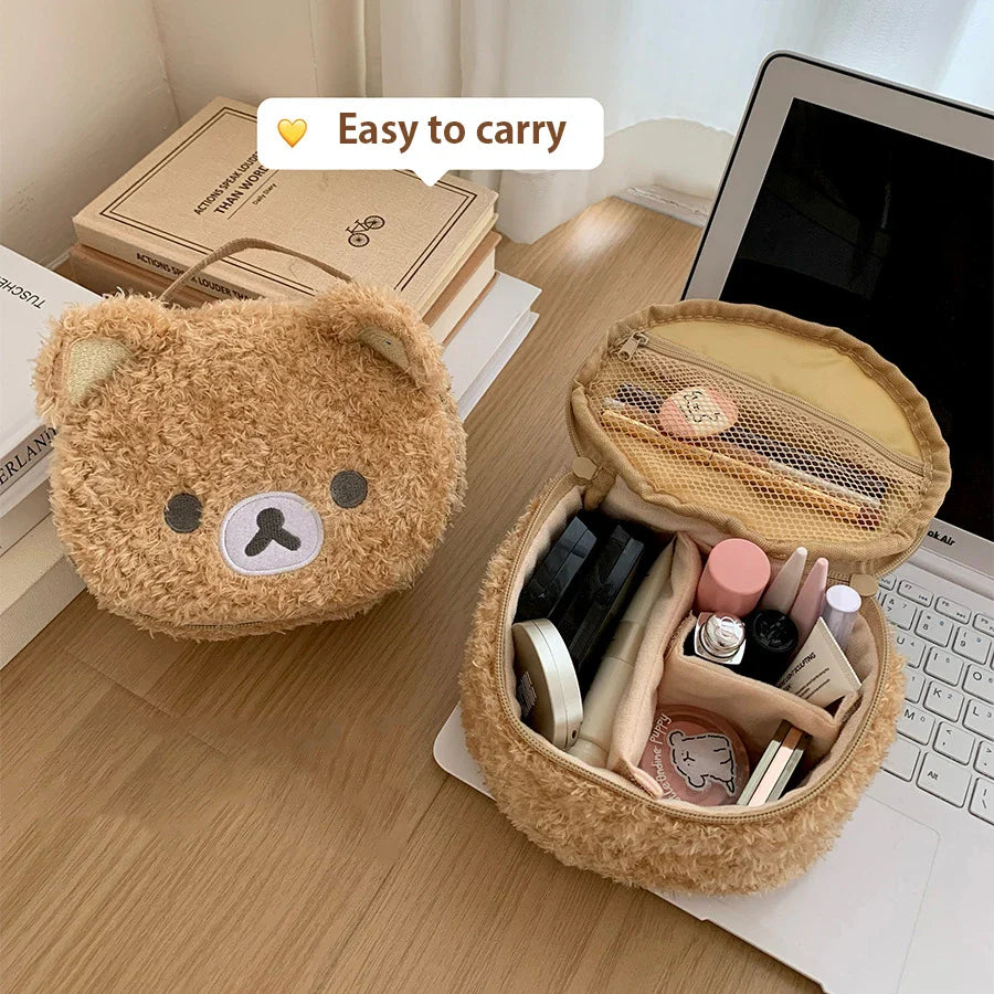 Plushes Makeup Case Anime Relaxed Bear Cosmetic Bag Women Jewelry Storage Pouch Girl Organizer Handbags Gift Hot Sales